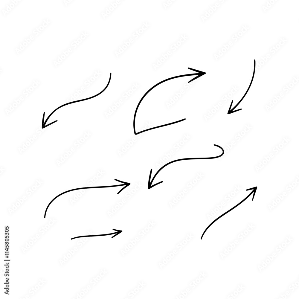 Obraz premium Hand-drawn white arrows on black background