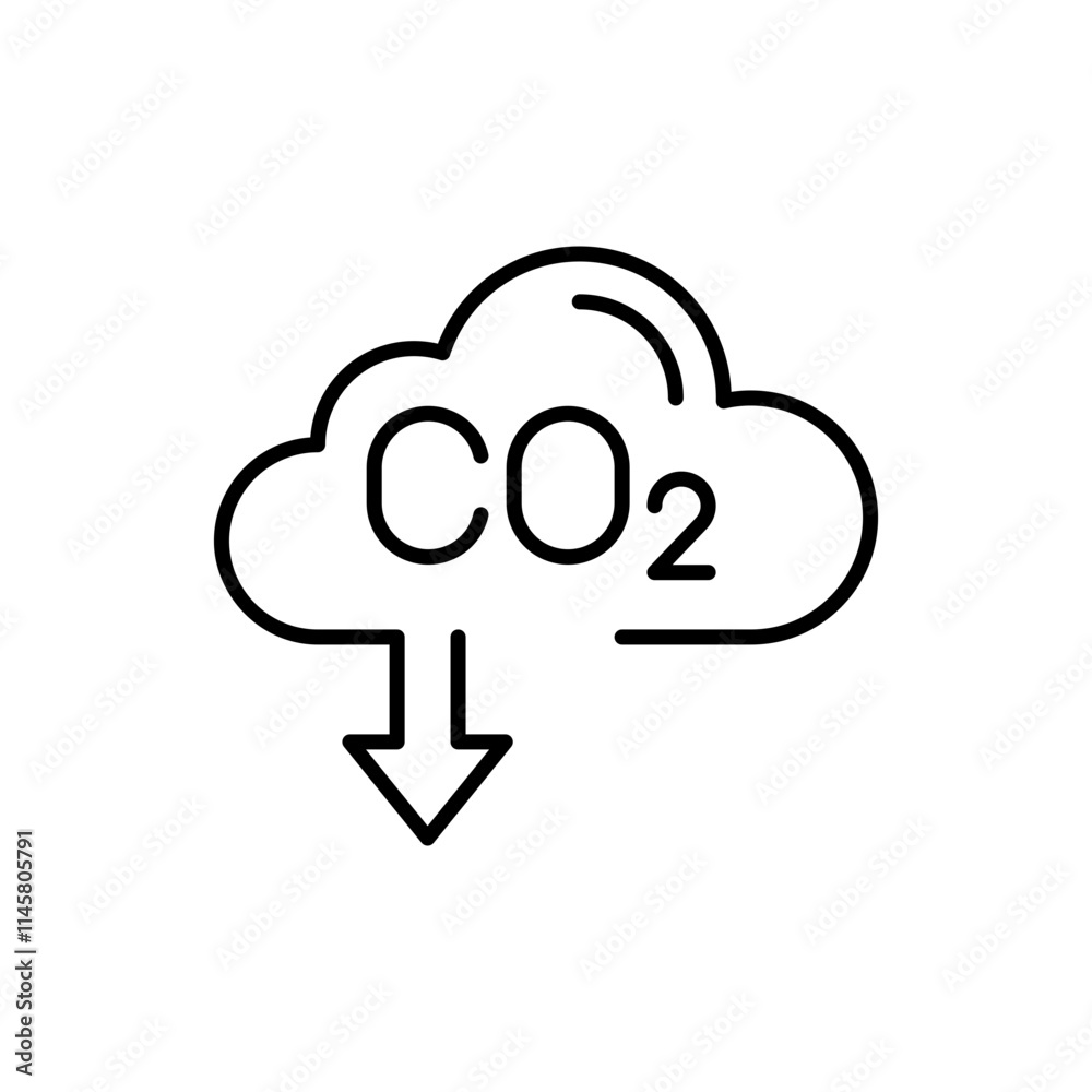 Carbon absorbing icon. Simple outline style. CO2 emissions, carbon dioxide reduction, low, reduce, neutral, environment concept. Thin line symbol. Vector illustration isolated. Carbon absorbing icon. Simple outline style. CO2 emissions, carbon dioxide reduction, low, reduce, neutral, environment concept. Thin line symbol. Vector illustration isolated.
