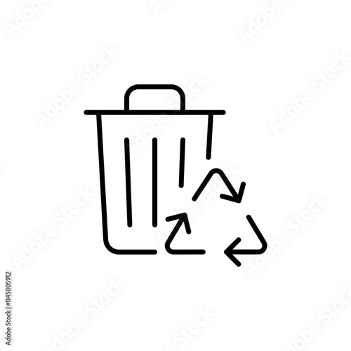 Recycle bin icon. Simple outline style. Rubbish, reuse, waste, pollution, recycling, garbage, container, trash, environment concept. Thin line symbol. Vector illustration isolated.