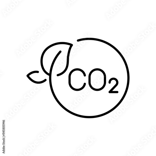 Carbon neutrality icon. Simple outline style. CO2 neutral, carbon emission, reduce, eco, leave, reduction, sustainable concept. Thin line symbol. Vector illustration isolated.