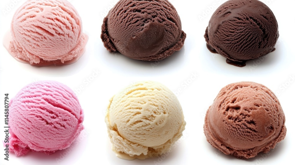 Collage of Ice Cream Scoops: Vanilla and Chocolate Delights in an Isolated Dessert Scene Collage of Ice Cream Scoops: Vanilla and Chocolate Delights in an Isolated Dessert Scene