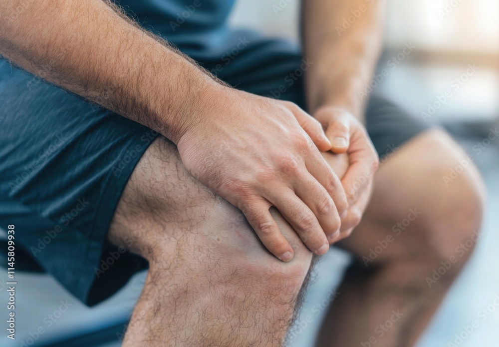Close-Up of a Person Holding Knee in Pain During Workout Session Close-Up of a Person Holding Knee in Pain During Workout Session