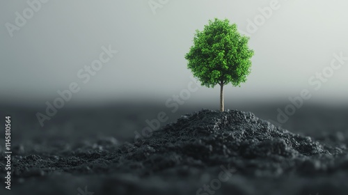 Carbon emission visuals offset by eco-choices like afforestation and solar power, climate solutions, carbon neutrality photo