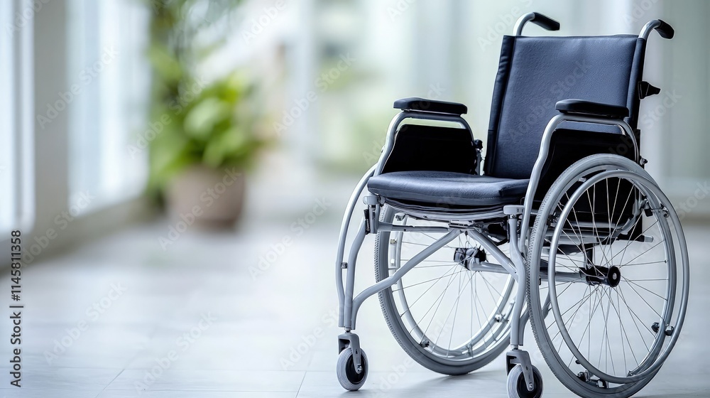 Empty wheelchair in a bright room. Empty wheelchair in a bright room.