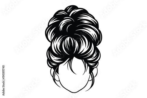 Woman with messy bun hair vector silhouette illustration