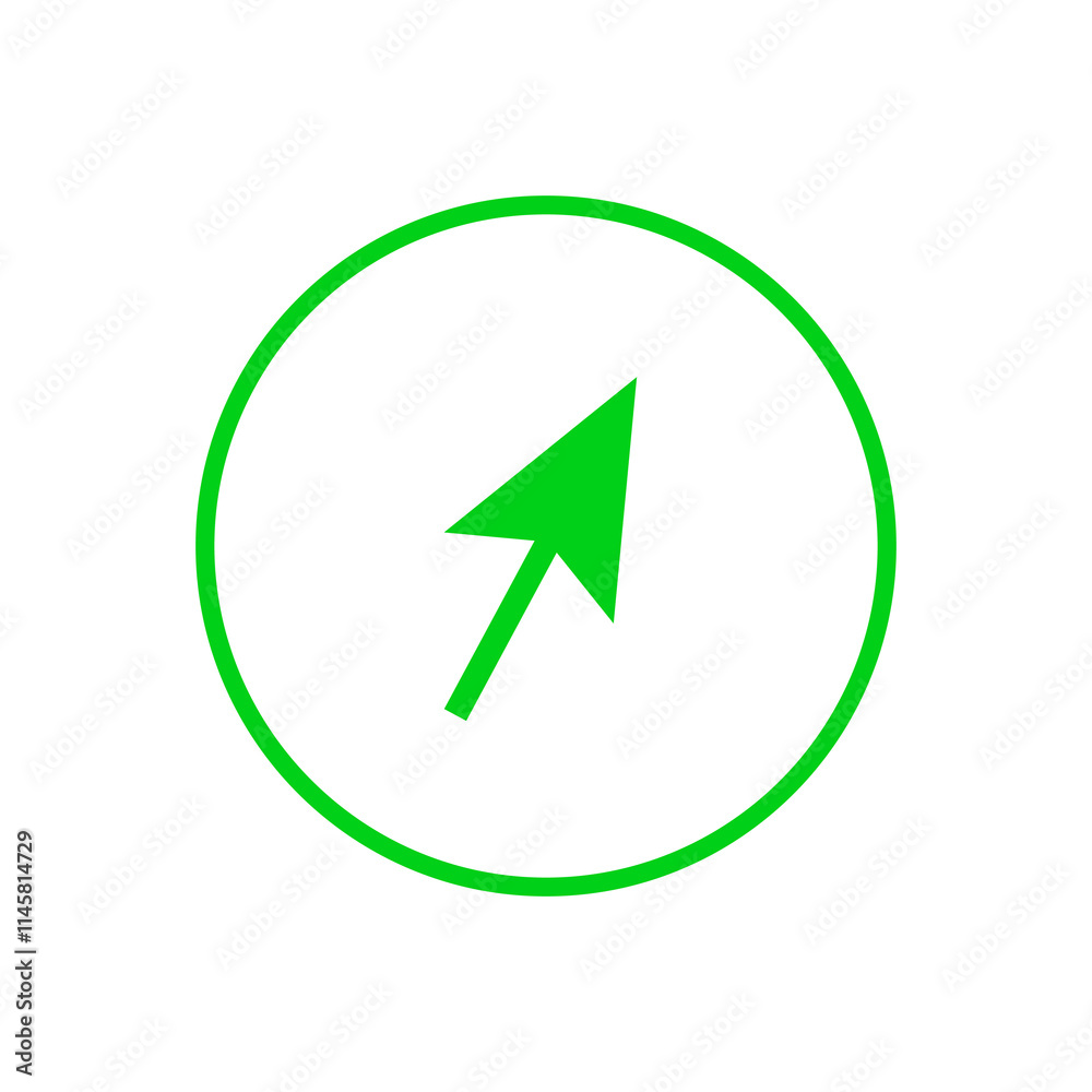 Green arrow on a white background vector icon Green arrow on a white background vector icon