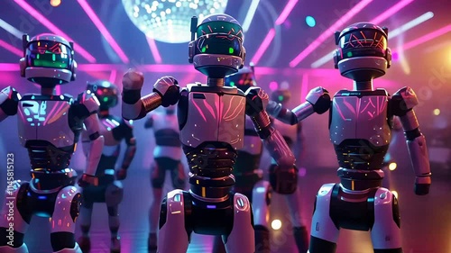 A group of advanced robots dancing