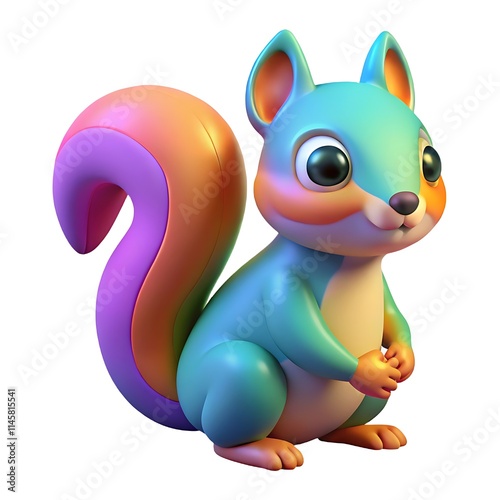 Cute cartoon squirrel character happily holding an acorn, a fun illustration for nature and animal designs