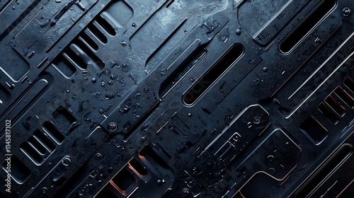 Textured Metallic Background with Intricate Grooves and Soft Glow