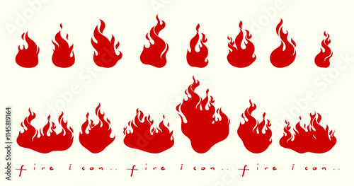 Set of fires, flame, bonfire, burning and ignition icon sign and symbol element vector illustration. Fire icons isolated.