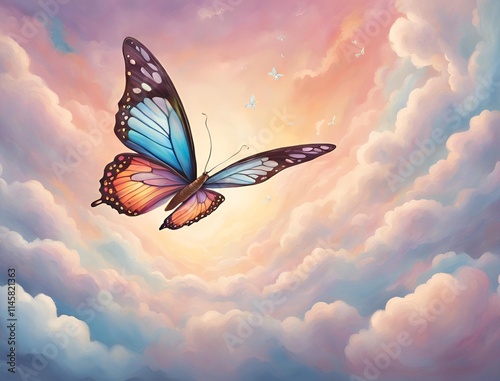 butterfly on the sky background