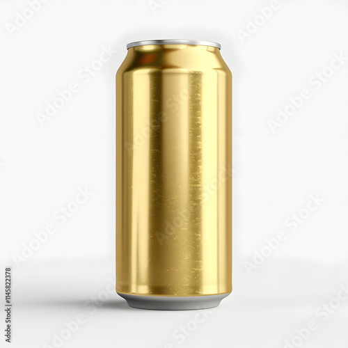 an aluminum gold beverage drink soda can isolated on white and transparent background.
