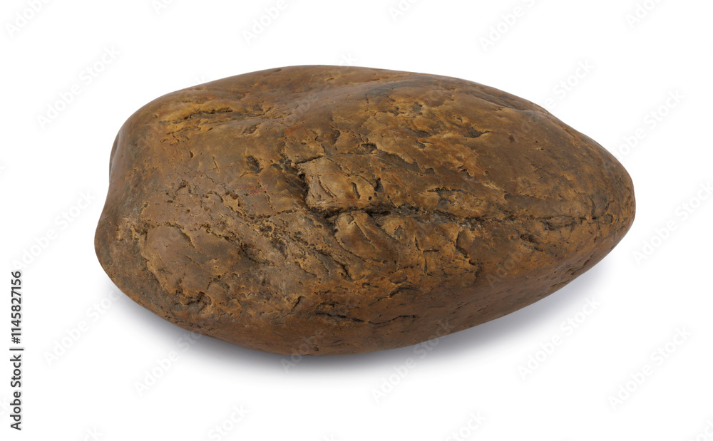 Fototapeta premium Rounded stone, pebble, cobblestone, isolated on a white background.