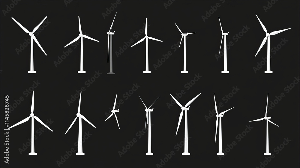 3d wind power generator turbine icon in vector on transparent background. Set of white windmill for renewable clean energy production. Aerogenerator islated illustration with realistic air propeller. 3d wind power generator turbine icon in vector on transparent background. Set of white windmill for renewable clean energy production. Aerogenerator islated illustration with realistic air propeller.