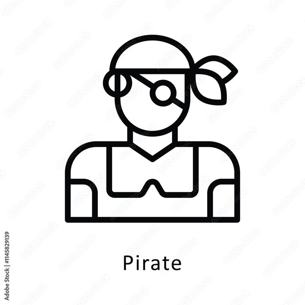 Pirate Vector Outline Icon. Eps 10 file Pirate Vector Outline Icon. Eps 10 file