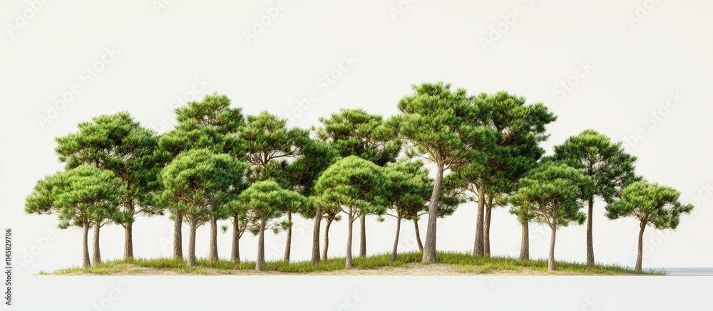 Obraz premium Lush cluster of pine trees showcasing tranquility in a serene park environment creating a natural and calming landscape view