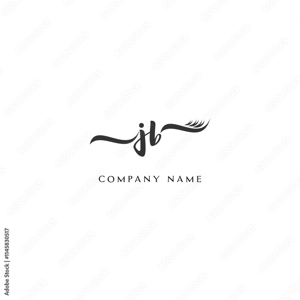 Minimalist JB Logo Design with Abstract Feather Element