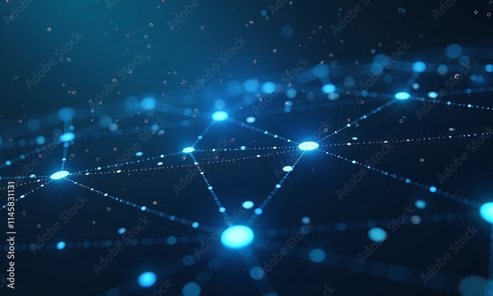 Fototapeta premium Abstract network digital connections glowing nodes geometric patterns