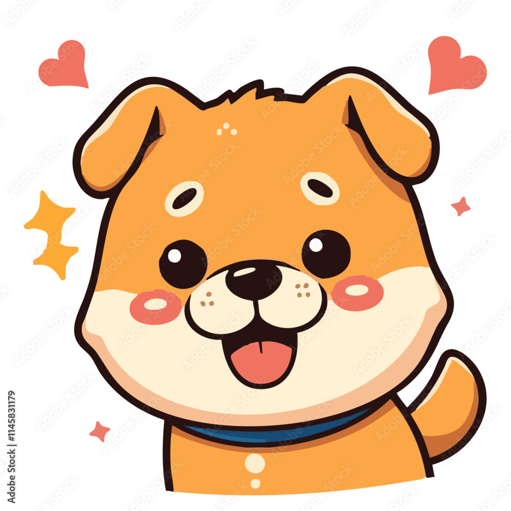 A cute lovely adorable hand-drawn happy joyful dog puppy cartoon illustration A cute lovely adorable hand-drawn happy joyful dog puppy cartoon illustration
