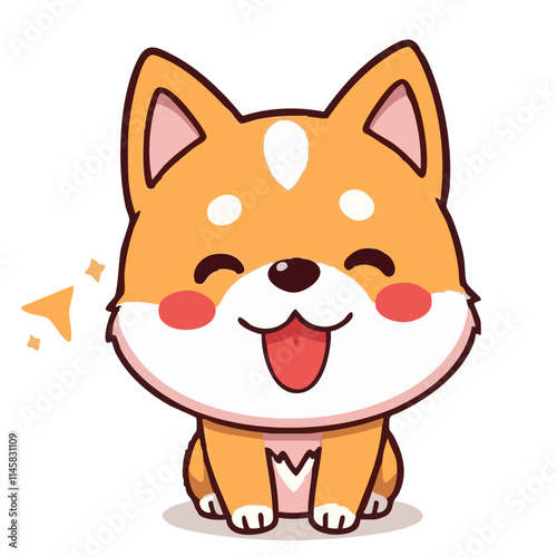 A cute lovely adorable hand-drawn happy joyful dog puppy cartoon illustration