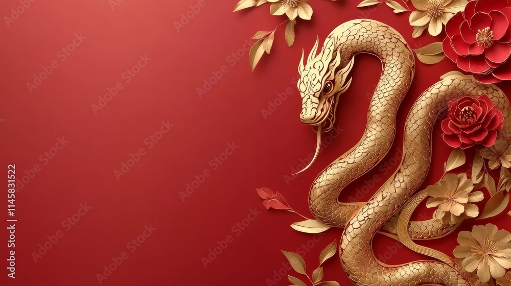 Chinese new year 2025 Zodiac sign with gold paper cut art and craft style on color background Chinese Translation happy new year Chinese new year 2025 Zodiac sign with gold paper cut art and craft style on color background Chinese Translation happy new year