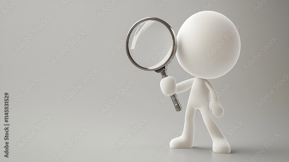 3D Stick Figure with Magnifying Glass 3D Stick Figure with Magnifying Glass