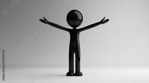 Celebrating 3D Stick Figure with Open Arms