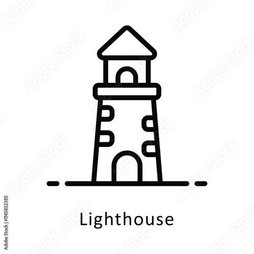 Lighthouse Vector Outline Icon. Eps 10 file 