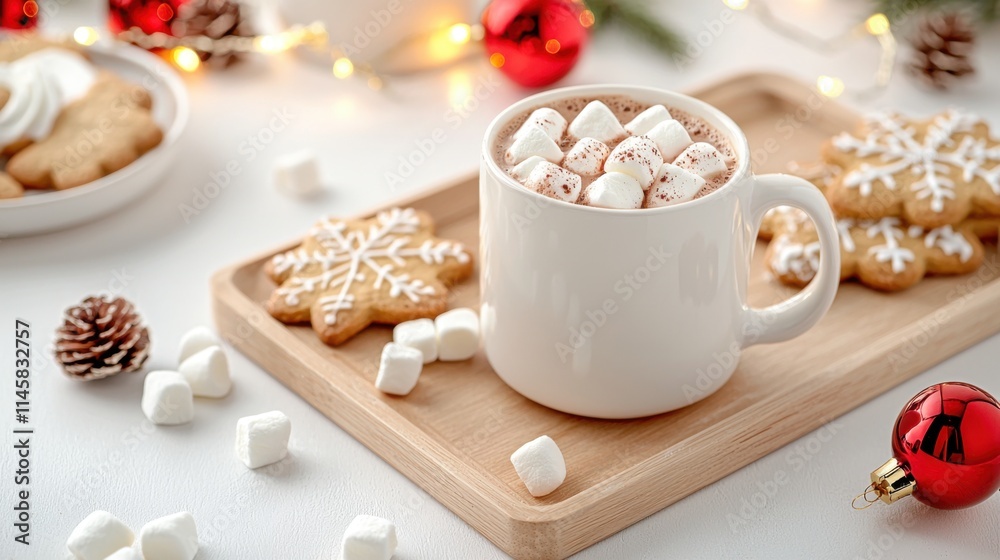 Cozy Hot Chocolate with Marshmallows and Christmas Treats Cozy Hot Chocolate with Marshmallows and Christmas Treats
