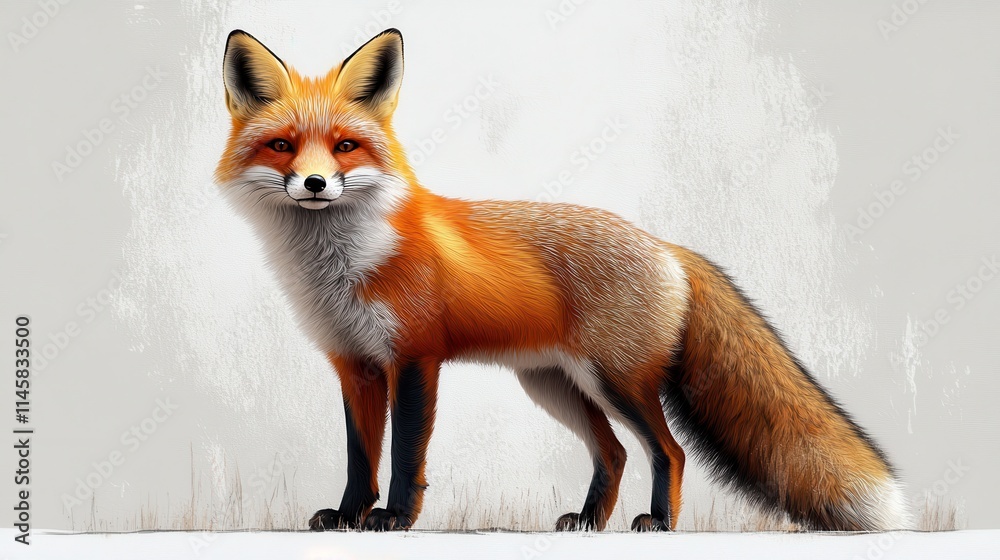 Fototapeta premium illustration of a fox isolated on a white background fox
