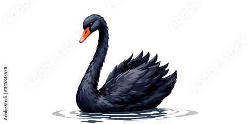 black swan isolated on white background