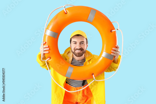 Male sailor with rescue rin...