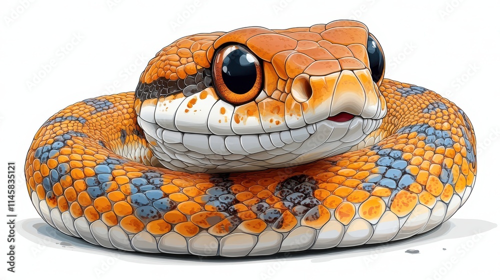 Fototapeta premium illustration of a snake isolated on a white background snake