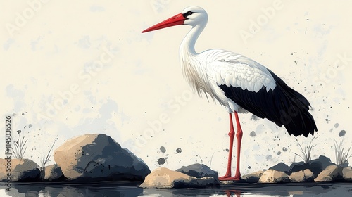 illustration of a stork isolated on a white background stork