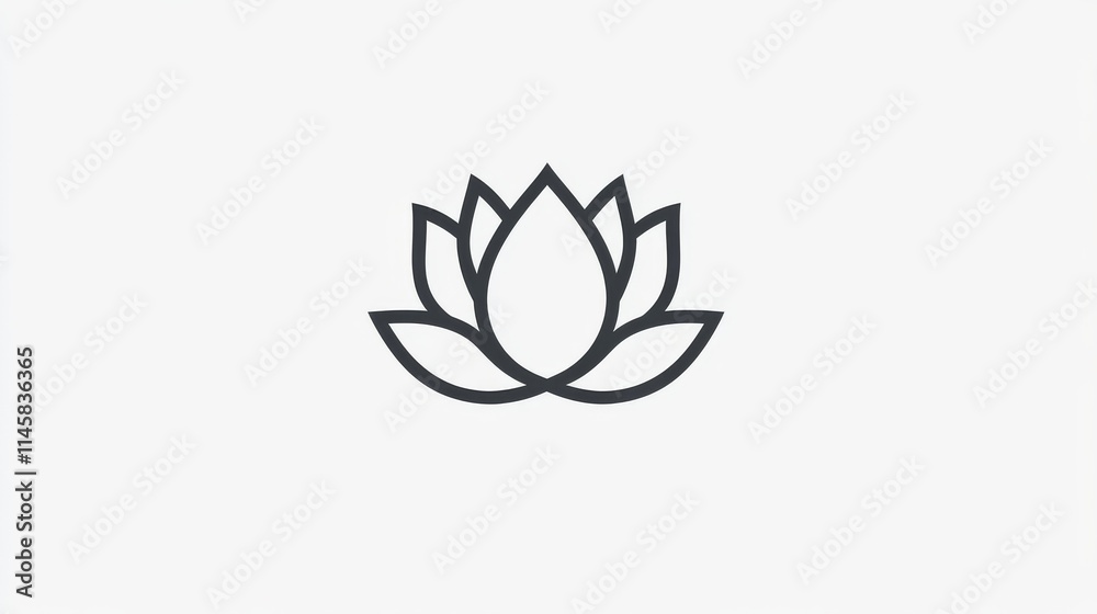 24.A minimalist lotus icon in black, with each petal outlined in a soft, rounded style. The design is simple and cute, with a balanced symmetry, ideal for branding or as a decorative icon for 24.A minimalist lotus icon in black, with each petal outlined in a soft, rounded style. The design is simple and cute, with a balanced symmetry, ideal for branding or as a decorative icon for
