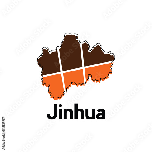 Map of Jinhua modern geometric illustration, map of China Country vector design template photo