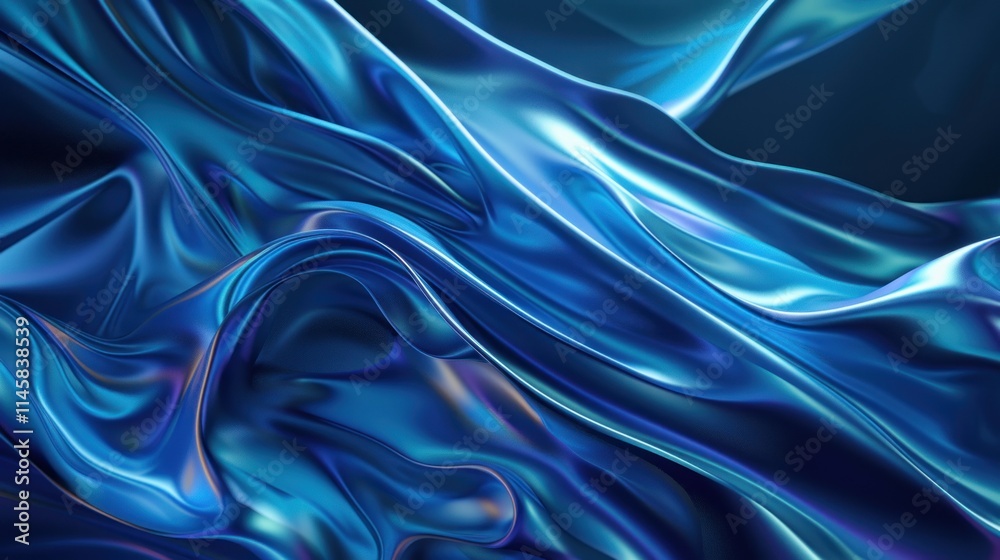 Abstract Blue Liquid Silk Swirls: A Digital Art Masterpiece