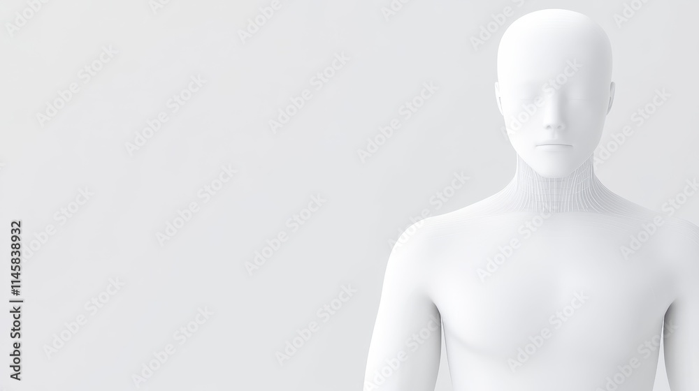 A minimalist, white humanoid figure stands against a plain background, emphasizing simplicity and modern design. A minimalist, white humanoid figure stands against a plain background, emphasizing simplicity and modern design.