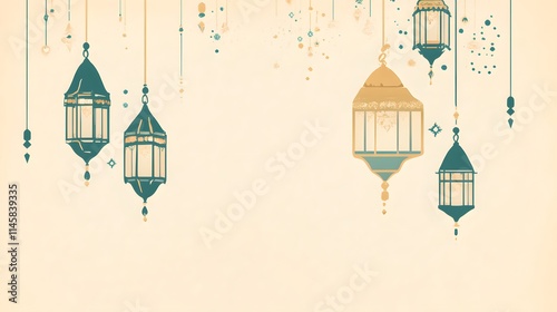 Elegant Hanging Lanterns Festive Islamic Design photo