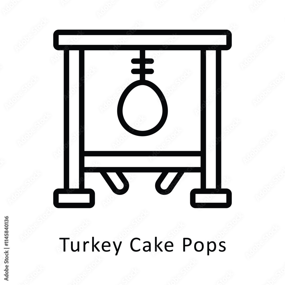 Turkey Cake Pops Vector Outline Icon. Eps 10 file 
