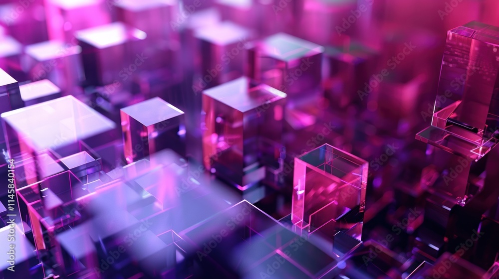 Abstract Purple and Pink Glass Cubes Digital Art Abstract Purple and Pink Glass Cubes Digital Art