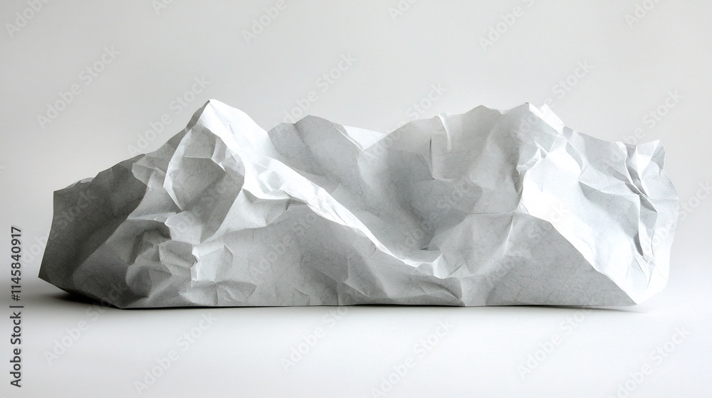 Crumpled Paper Texture with Layered Folds on Soft White Background Crumpled Paper Texture with Layered Folds on Soft White Background
