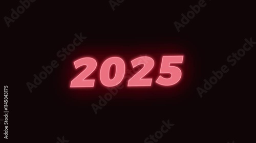 2025 Neon Glitch Text Animation for Happy New Year Video.