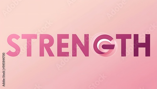 Strength word design in pink shades on pale pink background