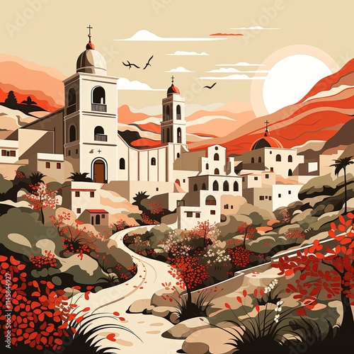 Travel-Inspired Flat Design of Arequipa, Peru photo