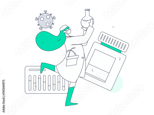 Medical characters fighting the epidemic flat vector concept operation hand drawn illustration
