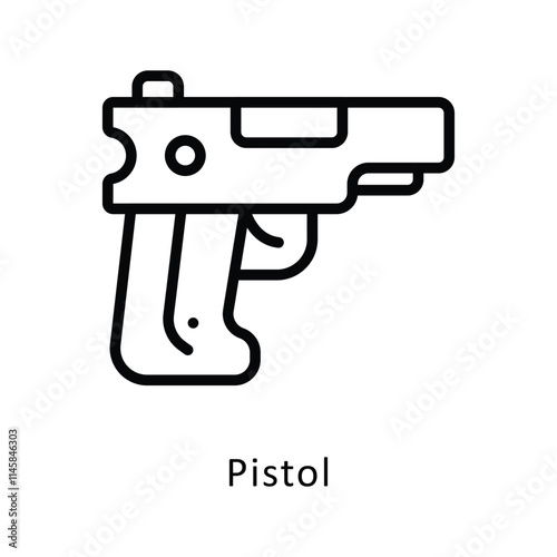 Pistol Vector Outline Icon. Eps 10 file 