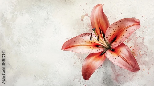 Vibrant Lily Floral with Abstract Textures on White Canvas