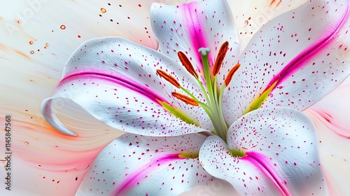 Vivid Floral with Textural Lily Petals on Clean White Canvas