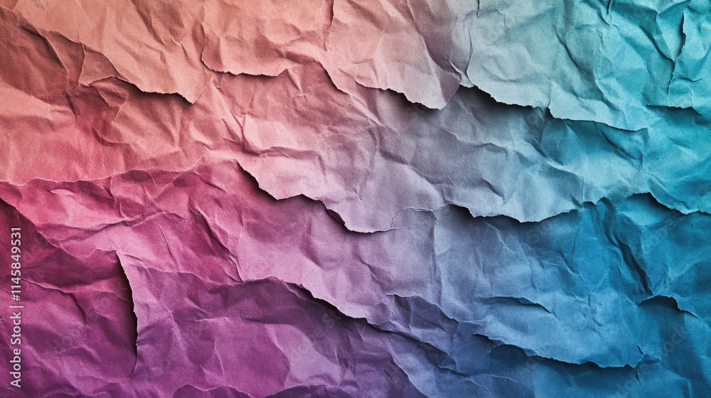 Fototapeta premium Textured crumpled kraft paper background with gradient colors and ample copy space for creative designs or promotional materials
